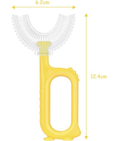 Vicloon Kids U Shaped Toothbrush Set - 2 Pack Silicone Brush Head, Non-Slip Handle - Light Yellow & Pink (Ages 7-12) - Buy Online on GoSupps.com