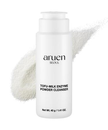 aruen Fermented Tofu Collagen Enzyme Powder Cleanser Fermented Soy Milk with Collagen & Hyaluronic Acid Korean Gentle Exfoliating Powder Face Wash for Deep Cleansing & Pore Care (1.41 oz / 40g)