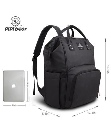 Buy Pipi Bear Diaper Backpack - Waterproof Black Baby Nappy Bag | Large Capacity Mommy Organizer - Buy Online on GoSupps.com