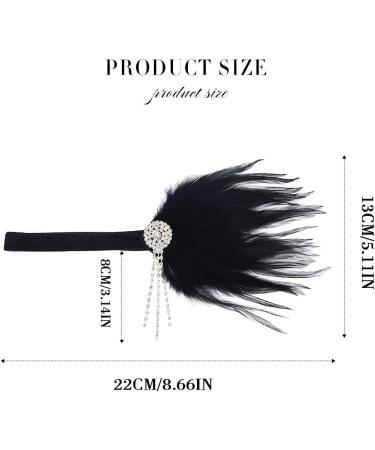 Handcess 1920s Feather Flapper Headband Black Crystals Feather Headband Women's Vintage Flapper Headpiece 20's Theme Cocktail Hair Accessories for Costume Prom Carnival Theme Party - Buy Online on GoSupps.com
