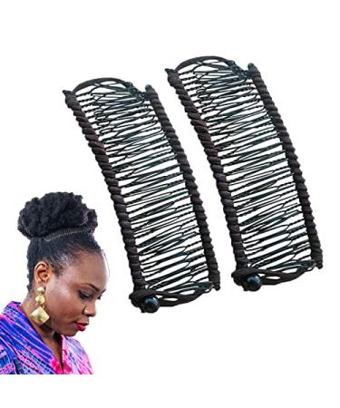 2 PCS Banana Hair Clips Large Size Stretch Banana Clip 30 Teeth Vintage Clincher Combs Non Slip Banana Clip Banana Hair Grips Elastic Banana Hairpin for Women Natural Thick Hair Curly Hair Brown