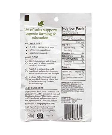 Simply Organic Fish Taco Seasoning - Certified Organic, 3 Pack (1.13 oz each) | Perfect for Tacos! - Buy Online on GoSupps.com