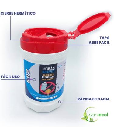 SANIECOL Anti-Graffiti Cleaning Wipes | Removes Markers on Wall | Indoor and Outdoor | Easy Open | No Odor | Urban Furniture and Home - Buy Online on GoSupps.com