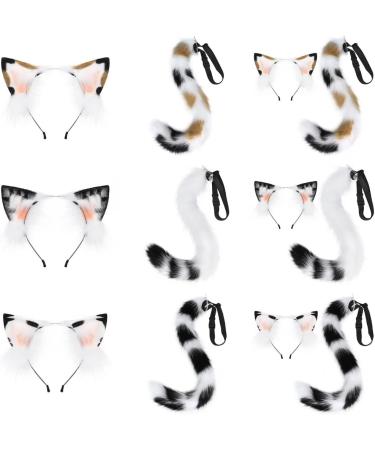 TQUXNGA Animal Cosplay Costumes Faux Furs Cat Foxes Wolf Furry Tail and Ears Headband for Halloween Party Costume Accessories Calico cat suit - Buy Online on GoSupps.com
