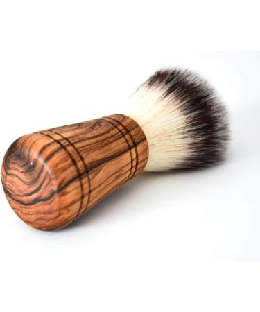 DOM Sir George Vegan Shaving Brush - Synthetic Hair with Olive Wood Handle | Eco-Friendly Grooming - Buy Online on GoSupps.com