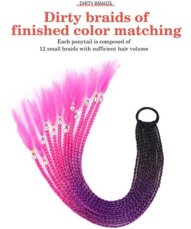 Fake Hair Bun 24 Inch Braided Ponytail Multicolor Braid Extensions Rainbow Braided Hair Extensions Synthetic Wigs with Elastic Bands Hair Accessories (Color : #99 Size : 24inch) 24inch #99 - Buy Online on GoSupps.com