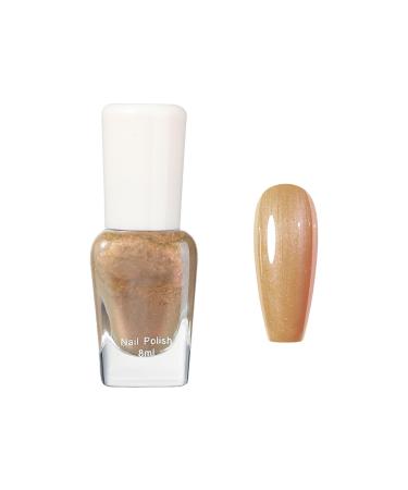 Nude Nail Polish Shimmering Mermaid Golden Shell Spiral Holographic Shimmer Quick Dry Nail Varnish Shining Sparkling Long Lasting No Need Cure DIY Nail Art Manicure Birthday Gift for Women & Girls