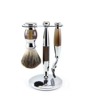 Edwin Jagger 3-piece shaving set with pure badger hair for Mach3 blades