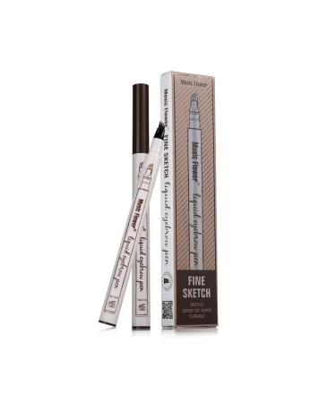 Mint Choice Music Flower Four Tip Eyebrow 24 Hour Tattoo Pen Long lasting  Waterproof and Smudge-Proof (Brown)
