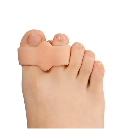 Welnove Toe Separators with 2 Loops - Pack of 8 Soft Gel Bunion Correctors - Big Toe Spacers for Bunions Overlapping Toes - Beige