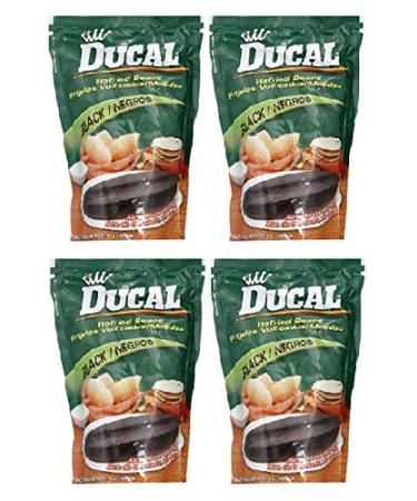DUCAL Frijoles Negros Volteados Molidos (Doy Pack) 4 PACK 400 gr. c/u | Refried Black Beans (Doy Pack) 4 PACK 14.1 oz. each.