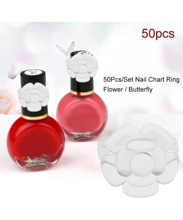  Sahgsa 50 Pcs Nail Chart Ring Flower Butterfly Design for Gel Manicure (Transparent Pink Model) - Buy Online on GoSupps.com
