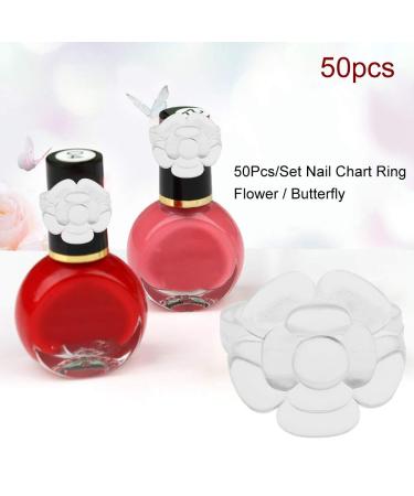 50-Part Polish Gel Nail Diagram Ring Set | Flower & Butterfly Manicure Gel Color Display Tool in Beige & Clear | International Shipping - Buy Online on GoSupps.com
