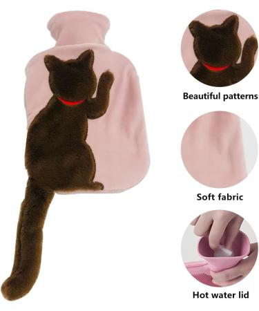 850ML PVC Hot Water Bottle with Fluffy Cover - Portable & Washable Hand Warmer for Aches Relief & Hot Therapy (Brown style-A3) - Buy Online on GoSupps.com