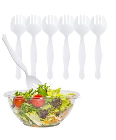 PARTY BARGAINS 8.75" Disposable Plastic Serving Forks - 6 Pack Heavy Duty White Serving Fork Excellent for Wedding Catering Services Buffet Birthday Parties White Forks 6