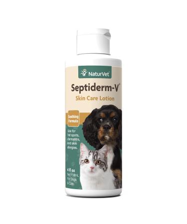 NaturVet Septiderm-V Skin Care Lotion for Dogs & Cats  Pet Health Supplement for Dermatitis, Dog Skin Allergies, Itching, Hot Spots, Cat Rashes  Pet Lotion, Grooming Aid  4 Oz.