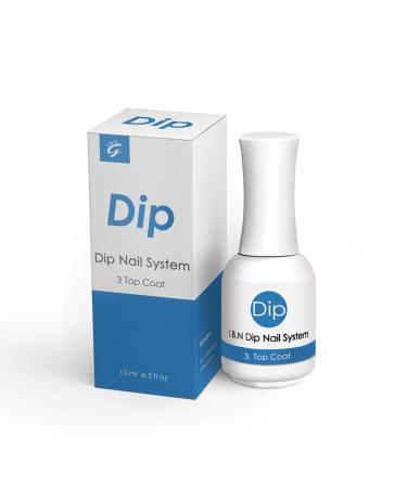High Shiny Dip Powder Top Coat 15ml/Bottle (Added Calcium & Vitamin) for Dipping Powder Nail Salon At Home Use DIY Manicure (Top Coat) Clear