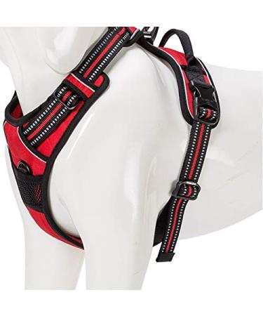 Winhyepet truelove dog harness no-pull reflective adjustable pet dishes with 2 linen clips simple control handle for small medium-sized and large dogs TLH5651 m red