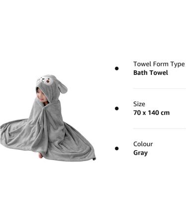 Gukasxi Hooded Baby Towel - Extra Large 140x70 cm, Ultra Soft & Absorbent Bath Towel for Baby Girls and Boys - Gray - Buy Online on GoSupps.com