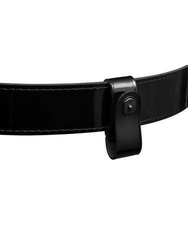 High Gloss Black Leather Handcuff Strap with Safety Snap - Secure Your Restraints in Style - Buy Online on GoSupps.com