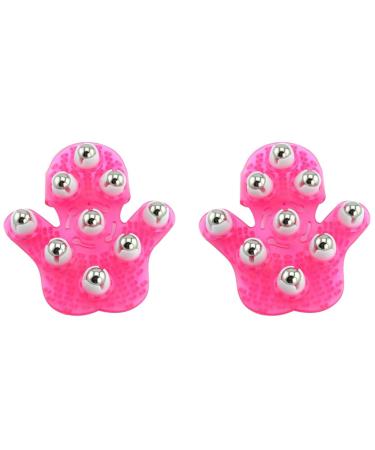 Bdukbduk Hand-shaped massage shoe body massage device with 9 360-degree rolls metal roller beauty body care (pink) 2 pieces