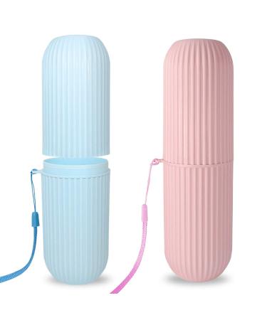 2 PCS Travel Toothbrush Case Portable Toothbrush Holder Portable Business Trips Wash Cup Holder Organizer for Trips and Daily Use (Pink and Blue) - Buy Online on GoSupps.com