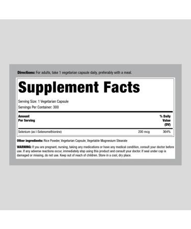 Selenium 200mcg | 300 Vegetarian Capsules | Yeast-Free & Non-GMO Supplement - Buy Online on GoSupps.com