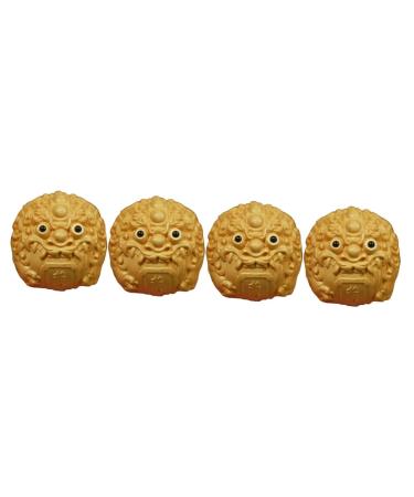 Beaupretty 4 pieces -Horning hand massage devices pi yao manual balls handmade balls Key trailer with Chinese coins figure boxwood carve fitness handy