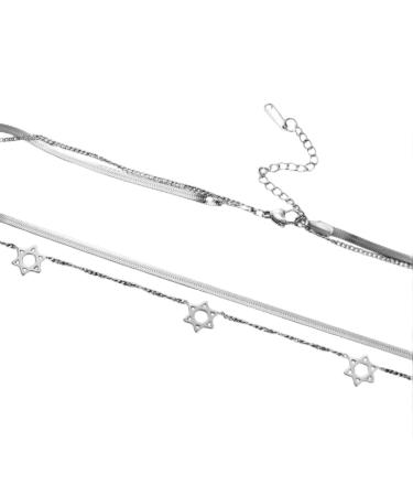 Oralgos fashionable hexagonal star chain jewelry chic stainless steel star trailer collarbone chain jewelry for fashionists shape silver