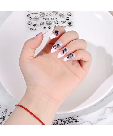 for Acrylic Nails Self-Adhesive Nail Decoration Manicure Nail Art Decals Black Rose Nail Stickers Nail Art(Type 3) - Buy Online on GoSupps.com