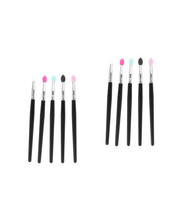 Baluue 10 Pcs Silicone Eyeshadow Brush Glitter Eye Shadow Lipstick Applicator Makeup Tool Plastic Handle