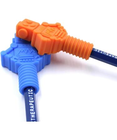 ARK Biting & Chewing Attachment for Pens - Sensory Chewing Tool for Autism Teething & Chewing Needs | Firm Royal Blue Robot Design - Buy Online on GoSupps.com