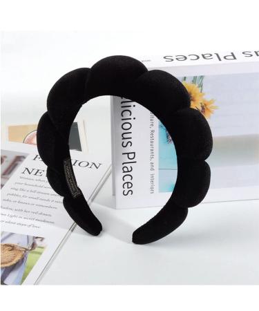 Velvet Spa Headband for Women | Puffy Headband for Skincare, Makeup & Face Mask | Soft and Comfortable - Black - Buy Online on GoSupps.com