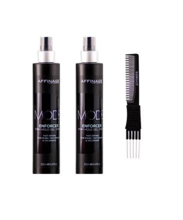 yper Affinage Mode Enforcer Firm Hold Gel Spray (8.45 oz) with Teasing Comb Pack of 2 Black