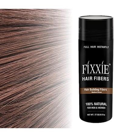 FIXXIE Hair Fibres MEDIUM BROWN 27.5g Bottle - Hair Loss Concealer for Thinning Hair - Keratin Hair Fibers for Men and Women - Naturally Thicker Hair - Buy Online on GoSupps.com