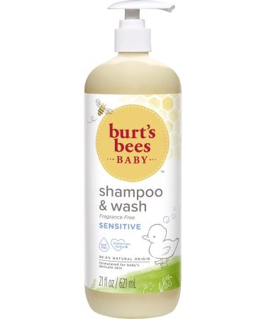 Baby Shampoo & Wash, Burt's Bees Sensitive Body Care, Unscented, Fragrance & Tear Free, All Natural, 21 Ounce Fragrance Free S&W 1 Count