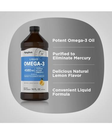 Piping Rock Omega 3 Fish Oil Liquid Supplement | 16 Fl Oz | Mercury Free | Lemon Flavor | 1370 mg Active Omega-3 | for Men and Women | Non-GMO Gluten Free - Buy Online on GoSupps.com