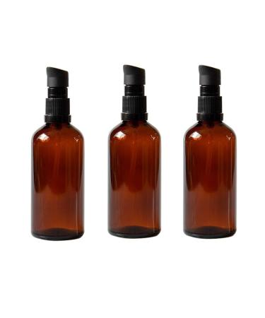 Tupandy 3 x 100 ml of amber-colored glass lotion bottles empty refillable cosmetics make-up travel size pump dispenser container for aromatherapy essential oils skin care toilet articles