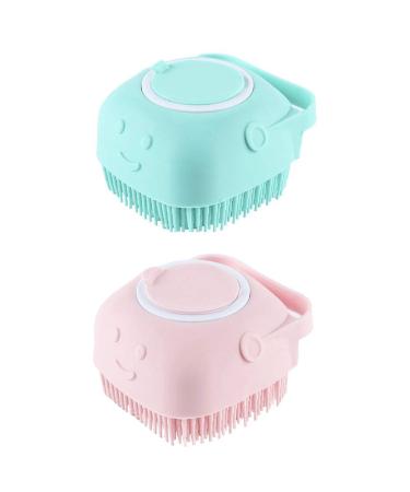 WmcyWell 80ml Silicone Massage Exfoliating Bath Shower Brush with Soap Dispenser Bath & Body Brushes Wash Scrubber Deep Cleaning for Women Men Children One Size (2 Count) Green+pink