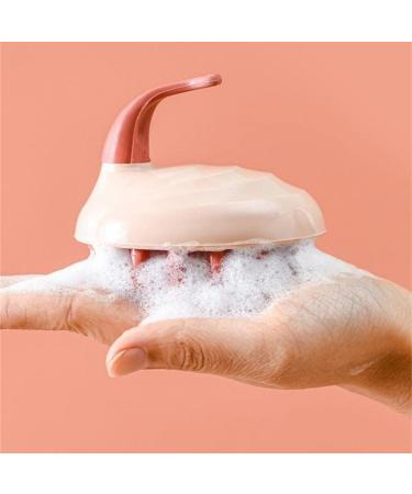 Scalp Massage Device - Silicone Shampoo Brush for Hair Cleaning | Household Brush with Handle - Rose Color - Buy Online on GoSupps.com