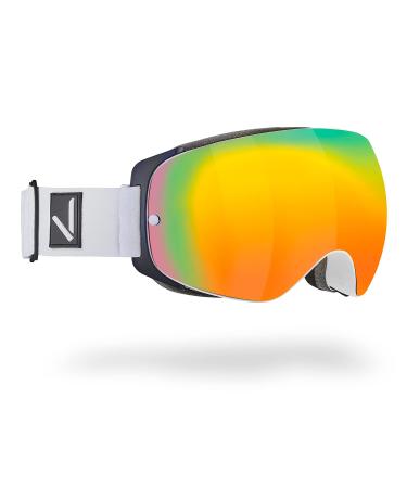 Black Crevice Ski Glasses I Unisex Ski Glasses with frameless design I Men & Women Ski Glasses with UV 400 protection I snowboard glasses with spherical glasses I mirrored snow glasses uniform size/black