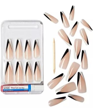Gold Finger Full Cover False Nails Kit with Glue Trendy Design Ready to Wear Extra Long Length Nails - Buy Online on GoSupps.com