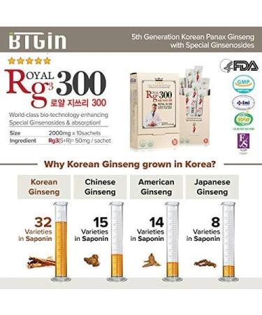 BTGIN Premium RG3 300 Korean Red Ginseng Powder - Enhanced Ginsenosides (50mg Rg3/Sachet) Made in Korea 10 Sachets - Buy Online on GoSupps.com