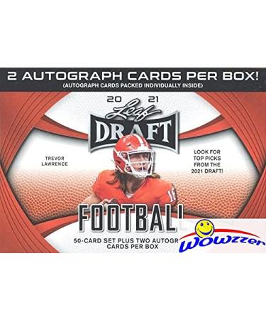 2021 Leaf Draft Football Factory Sealed Retail Box with TWO(2) AUTOGRAPHS & (50) ROOKIE Cards! Look for RC & AUTOS of Trevor Lawrence, Justin Fields, Zach Wilson, Mac Jones,Trey Lance & More! WOWZZER!