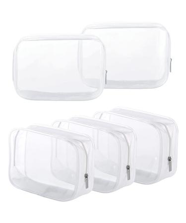 PVC cultural bag with zipper TSA-tested portable for vacation bathroom and organization 5 pieces white small s white