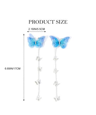 Bartosi Fabric Butterfly Hair Clips Set - Blue Tassel Hairpin Bobby Pins for Women & Girls - Buy Online on GoSupps.com