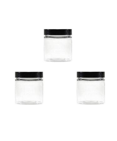 3 pieces 250 ml of transparent plastic cosmetic containers with a black lid can be refilled empty cream bottle trial pots lotion storage container for plasticizers ointment