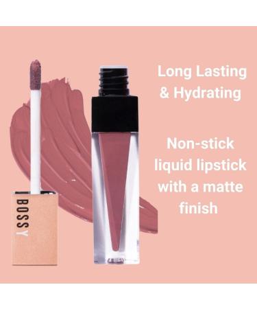 Bossy Cosmetics Vegan Liquid Lipstick | Hydrating & Long Lasting Matte Lipstick | Subtle Deep Pink/Mauve | Paraben & Cruelty Free - Buy Online on GoSupps.com