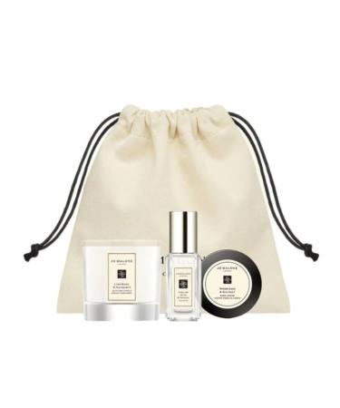 Jo Malone London Mellow & Spirited Mini Luxuries Trio - English Pear & Freesia Cologne - Wood Sage & Sea Salt Body Cream - Lime Basil & Mandarin Candle - Travel Size