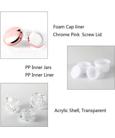 Zeoabsy 6-Pack 15ml Transparent Acrylic Diamond Containers with Pink Screw Caps - Ideal for Creams Lotions Nail Art & Lip Balm - Buy Online on GoSupps.com